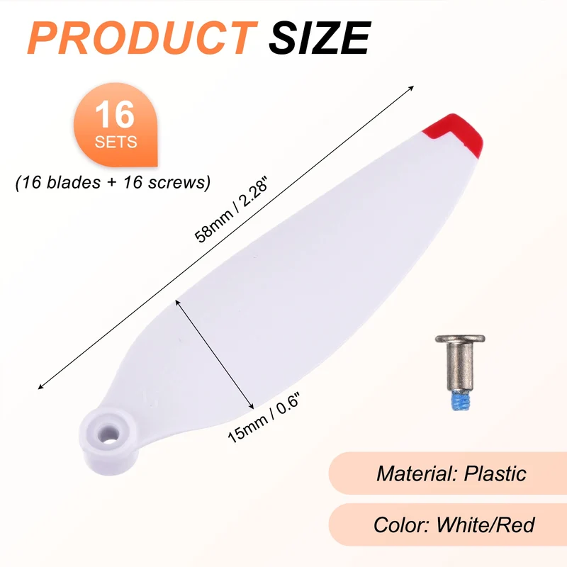 16Pcs 2.3" Plastic Propellers for Mini 3 Quadcopter White/Red