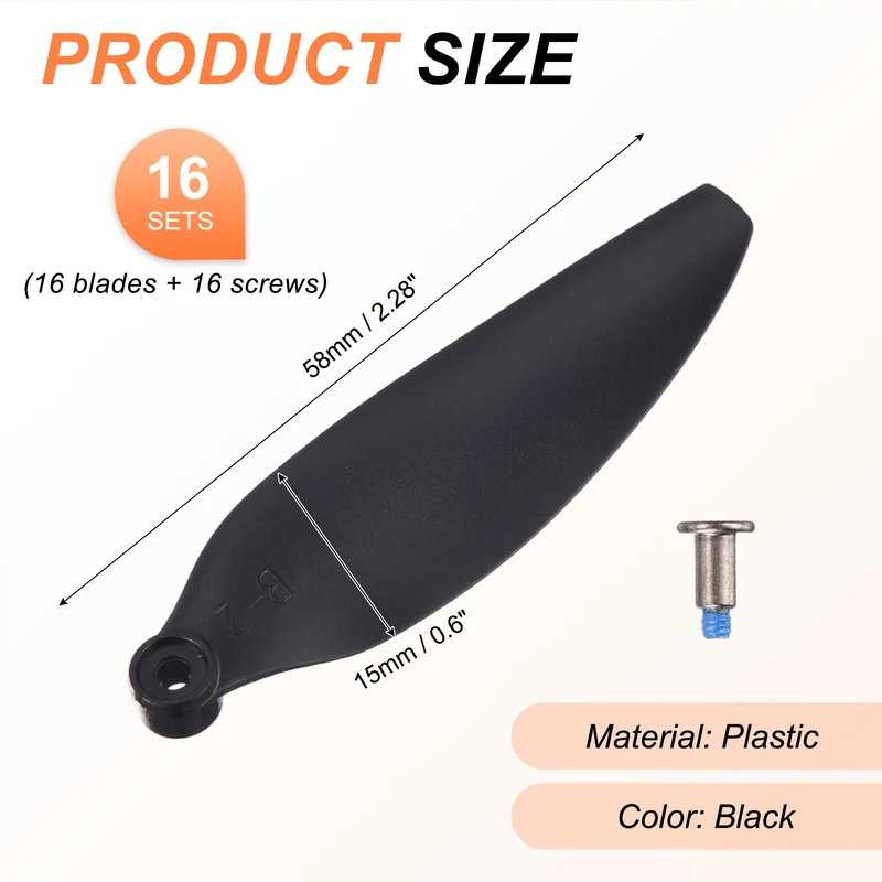 16Pcs 2.3" Plastic Propellers for Mini 3 Quadcopter Black