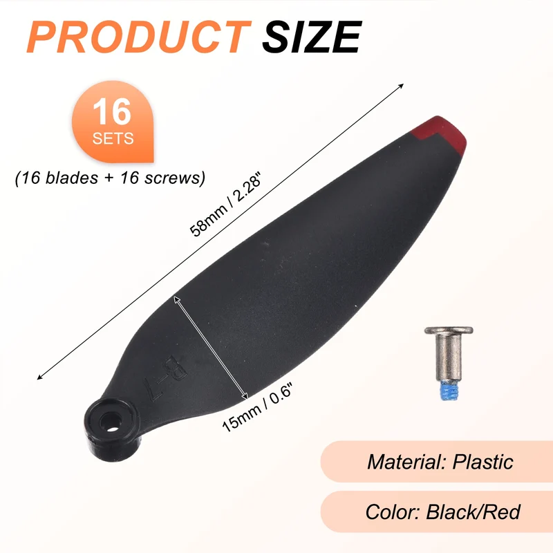 16Pcs 2.3" Plastic Propellers for Mini 3 Quadcopter Black/Red