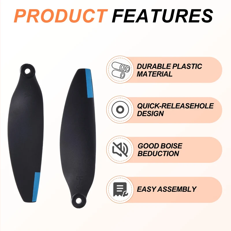 16Pcs 2.3" Plastic Propellers for Mini 3 Quadcopter Black/Blue
