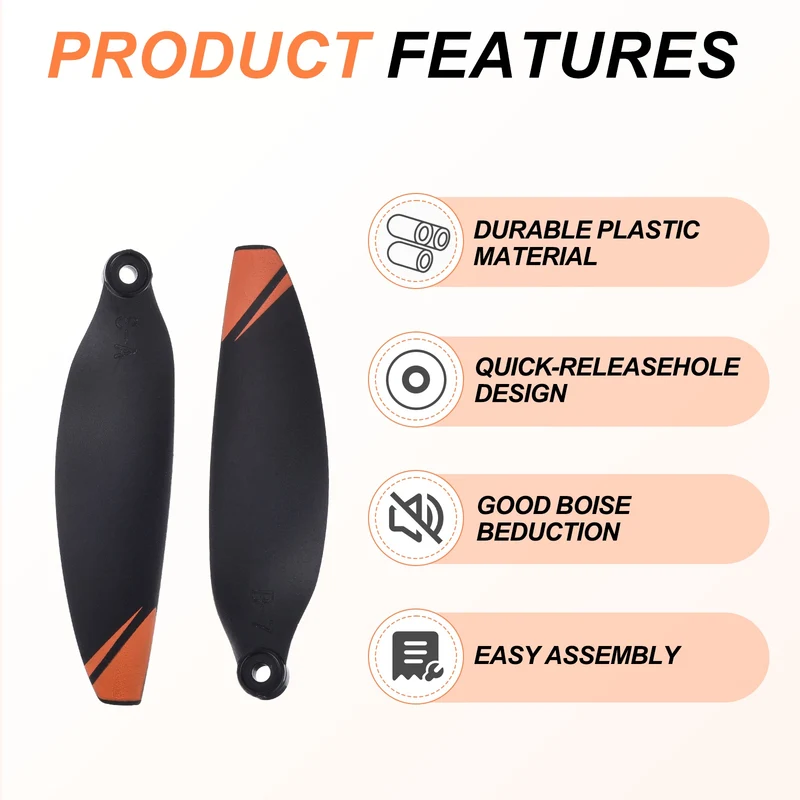 16Pcs 2.3" Plastic Propellers for Mini 3 Quadcopter Black/Orange