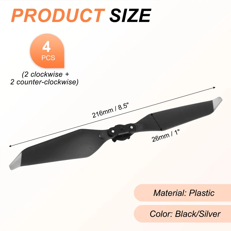 4Pcs 8.5" Low Noise Propellers for Mavic Air 2 Quadcopter Black/Silver