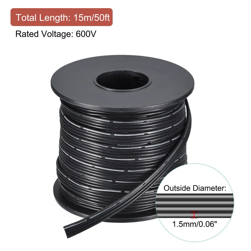 22AWG Ribbon Cable Silicone Wire 4Pin 22 Gauge Ribbon Wire Flat Silicone Cable 15m/50ft Black Stranded Tinned Copper Wire
