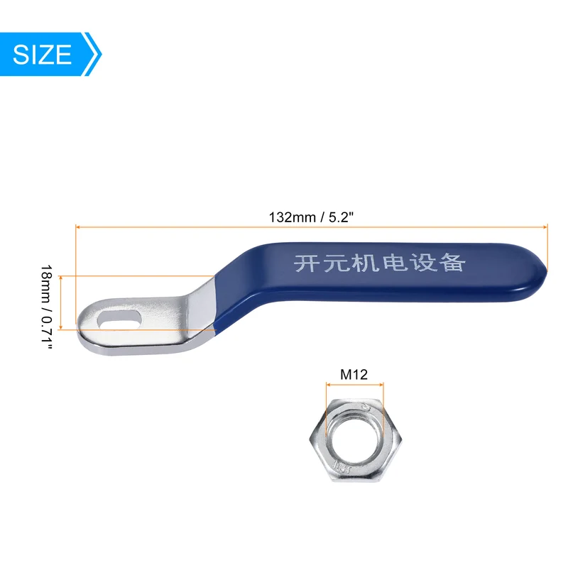 Lever Handle Iron Chrome Plated 8x12mm Replacement with Plastic Grip Blue for Ball Valve