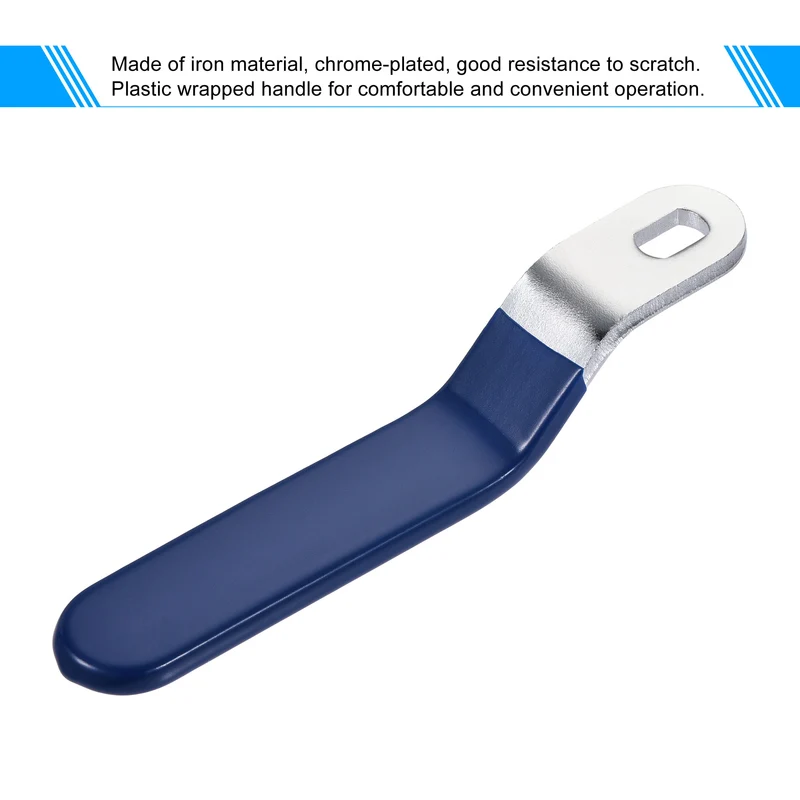 Lever Handle Iron Chrome Plated 8x12mm Replacement with Plastic Grip Blue for Ball Valve