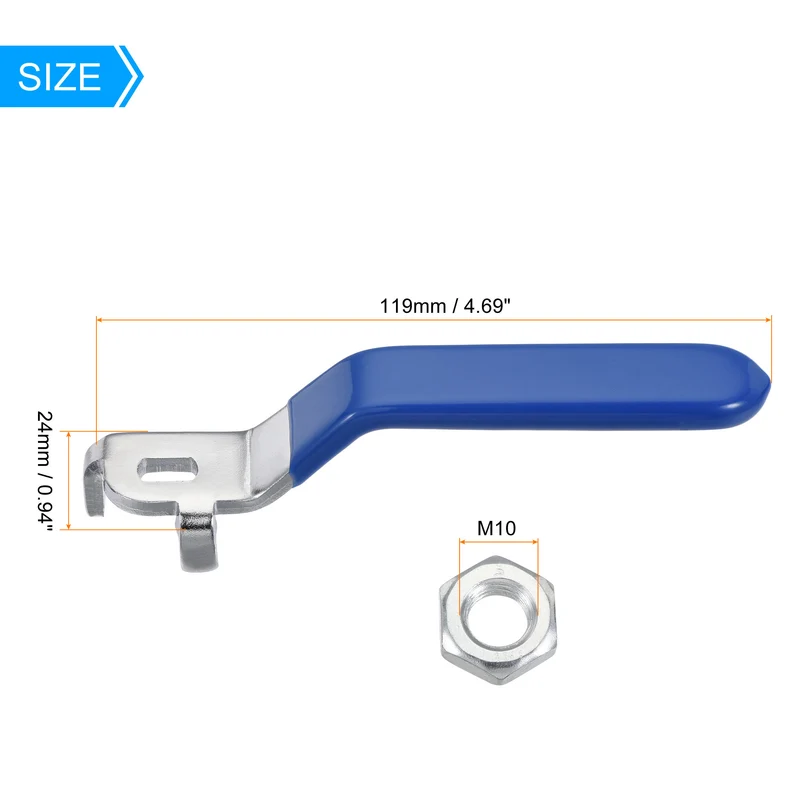 2pcs Lever Handle Iron Chrome Plated Replacement Quarter Turn with Plastic Grip