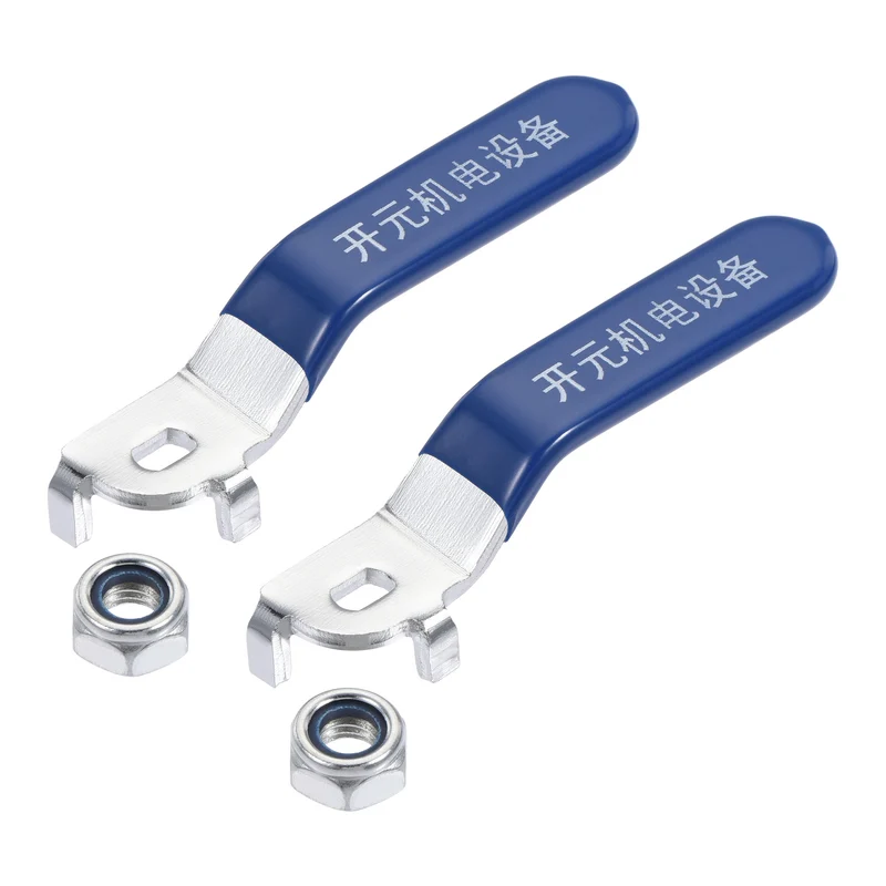 Lever Handle Iron Chrome Plated Replacement Quarter Turn with Plastic Grip Blue for DN20 Ball Valve 2Pcs