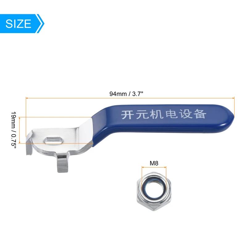 Lever Handle Iron Chrome Plated Replacement Quarter Turn with Plastic Grip Blue for DN20 Ball Valve 2Pcs
