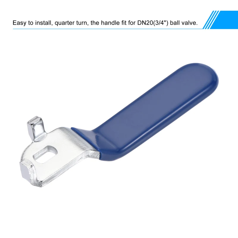 Lever Handle Iron Chrome Plated Replacement Quarter Turn with Plastic Grip Blue for DN20 Ball Valve 2Pcs