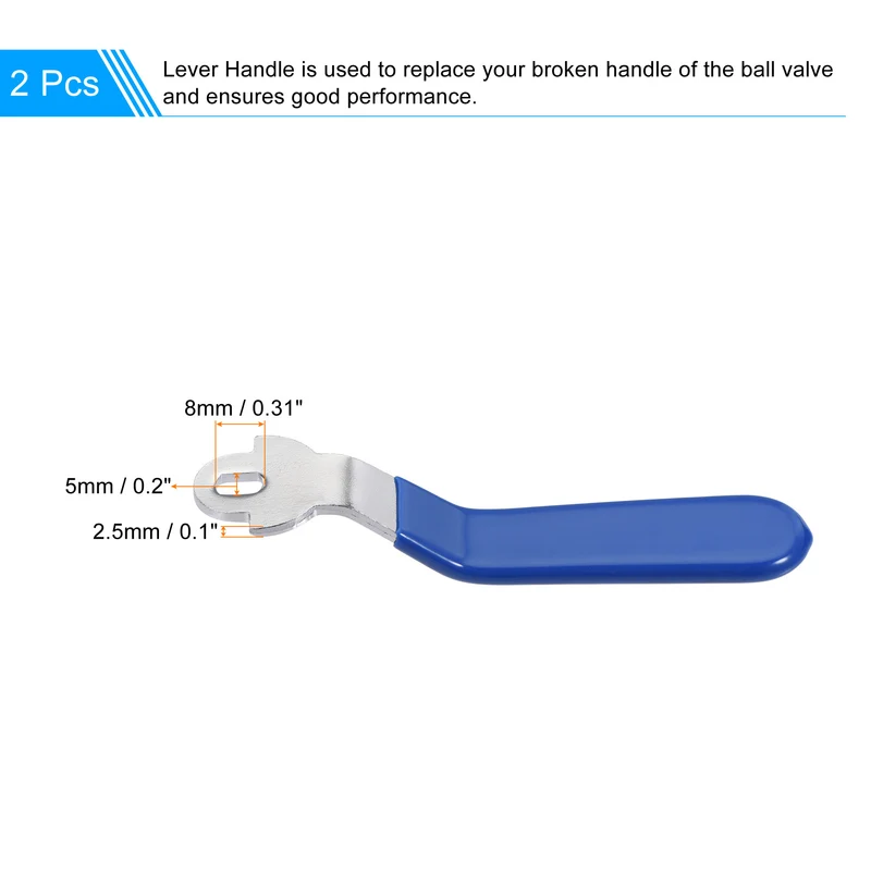 Lever Handle Iron Chrome Plated Replacement 180 Degree for Ball Valve 2Pcs