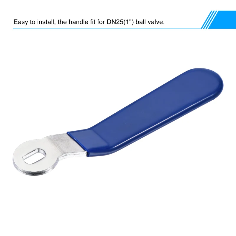 Lever Handle Iron Chrome Plated Replacement with Plastic Grip Blue for DN25 Ball Valve 3Pcs