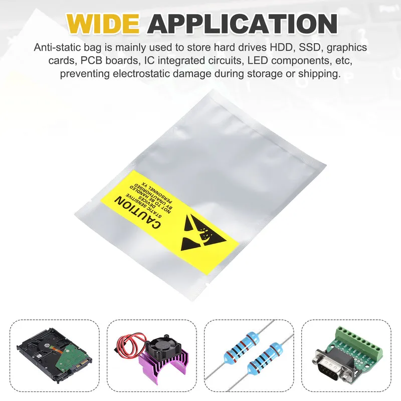 200 Pcs Anti Static Bags Shielding Bag 4.1" x 5.9" Open Top ESD Bags, Silver