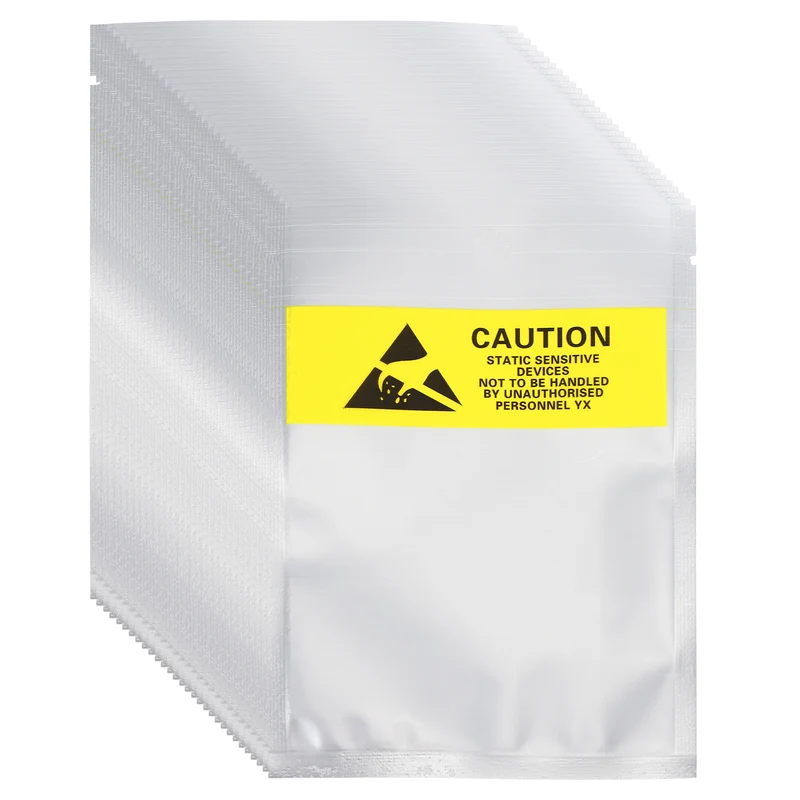 100 Pcs Anti Static Bags 3.5" x 5.3" Open Top with Hole ESD Bags, Silver
