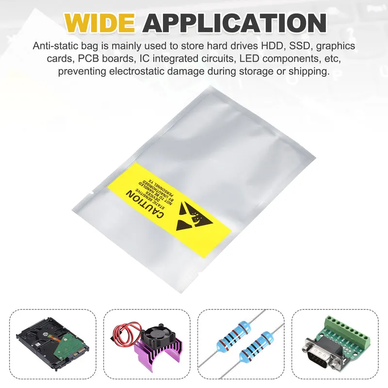 200 Pcs Anti Static Bags Shielding Bag 3.5" x 5.3" Open Top ESD Bags, Silver