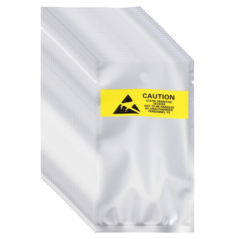 200 Pcs Anti Static Bags 3.1" x 5.9" Open Top with Hole ESD Bags, Silver