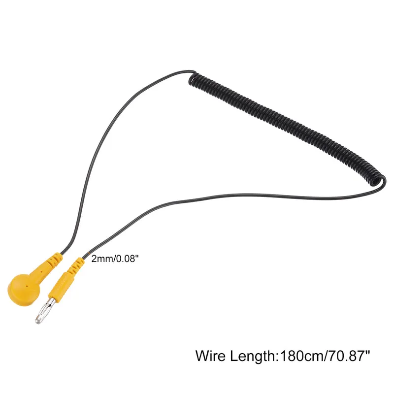 ESD Grounding Cable Cord 180cm/71",Lantern Tip + Buckle 1 Pcs(Black+Yellow)