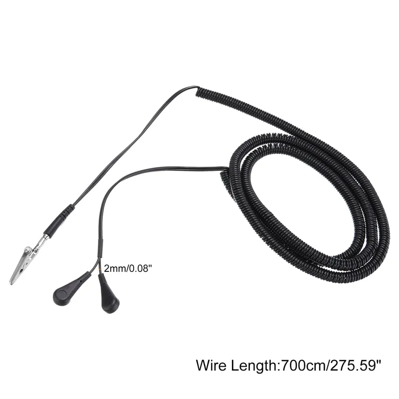 ESD Grounding Cable Cord 700cm/276",Clamp + Buckle 1 Pcs(Black)