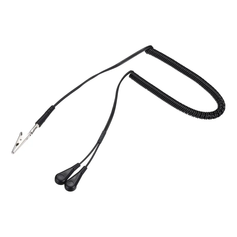 ESD Grounding Cable Cord 200cm/79",Clamp + Buckle 1 Pcs(Black)