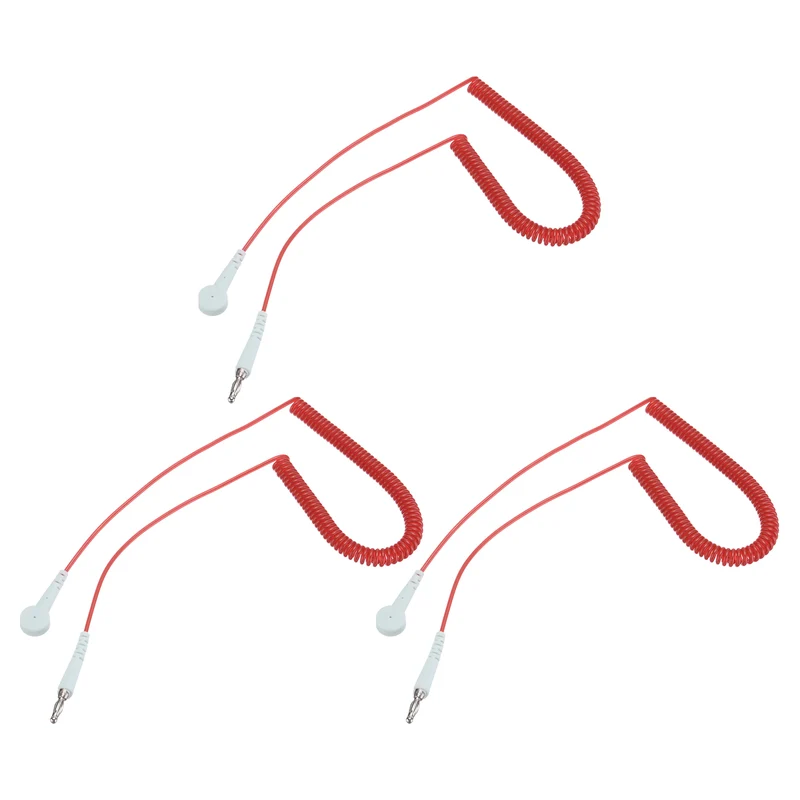 ESD Grounding Cable Cord 250cm/98",Lantern Tip + Buckle 3 Pcs(Red)