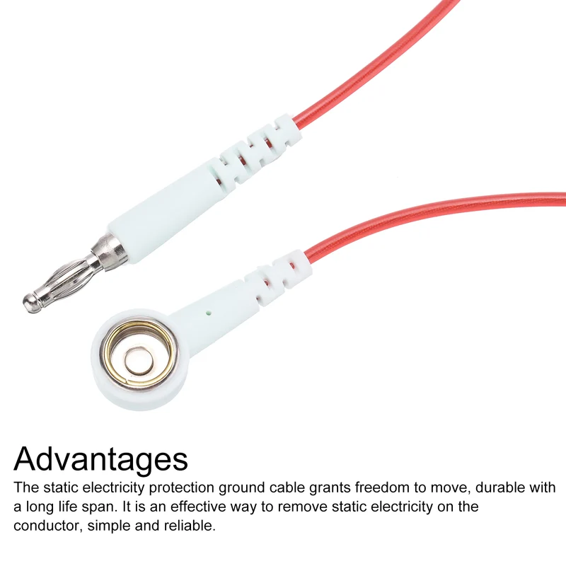 ESD Grounding Cable Cord 250cm/98",Lantern Tip + Buckle 1 Pcs(Red)