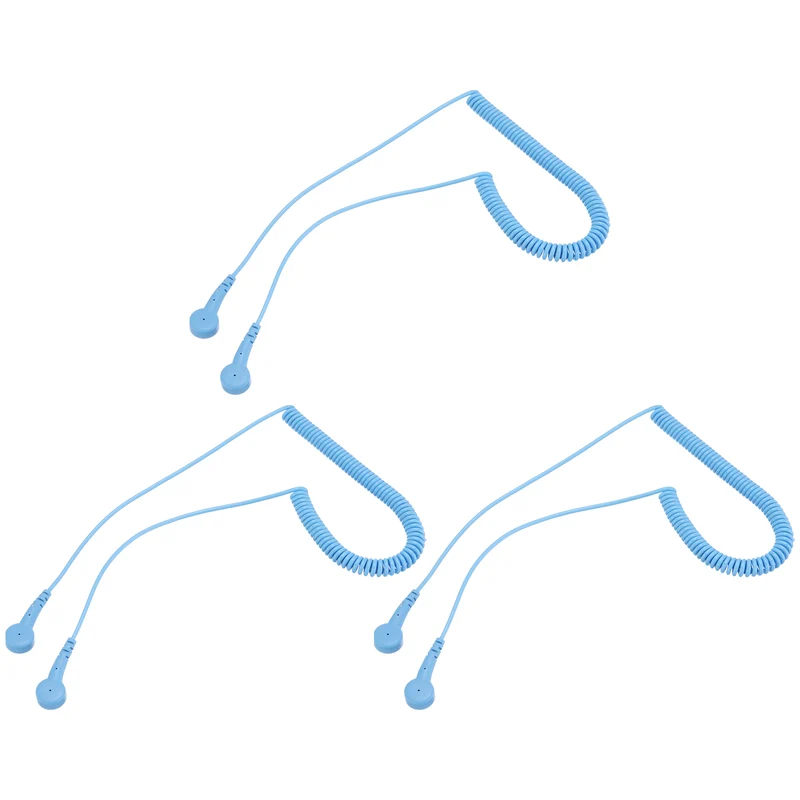 ESD Grounding Cable Cord 250cm/98",Double Buckle 3 Pcs(Blue)
