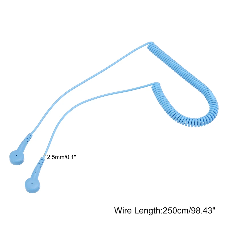 ESD Grounding Cable Cord 250cm/98",Double Buckle 1 Pcs(Blue)