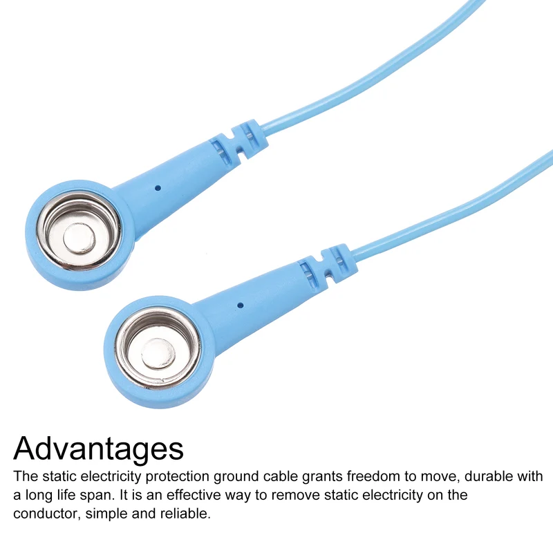 ESD Grounding Cable Cord 250cm/98",Double Buckle 1 Pcs(Blue)