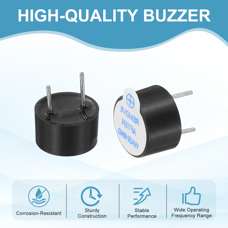 10 Pcs Active Buzzer DC 5V 5mm Pitch Electric Tone Buzzer for Alarm