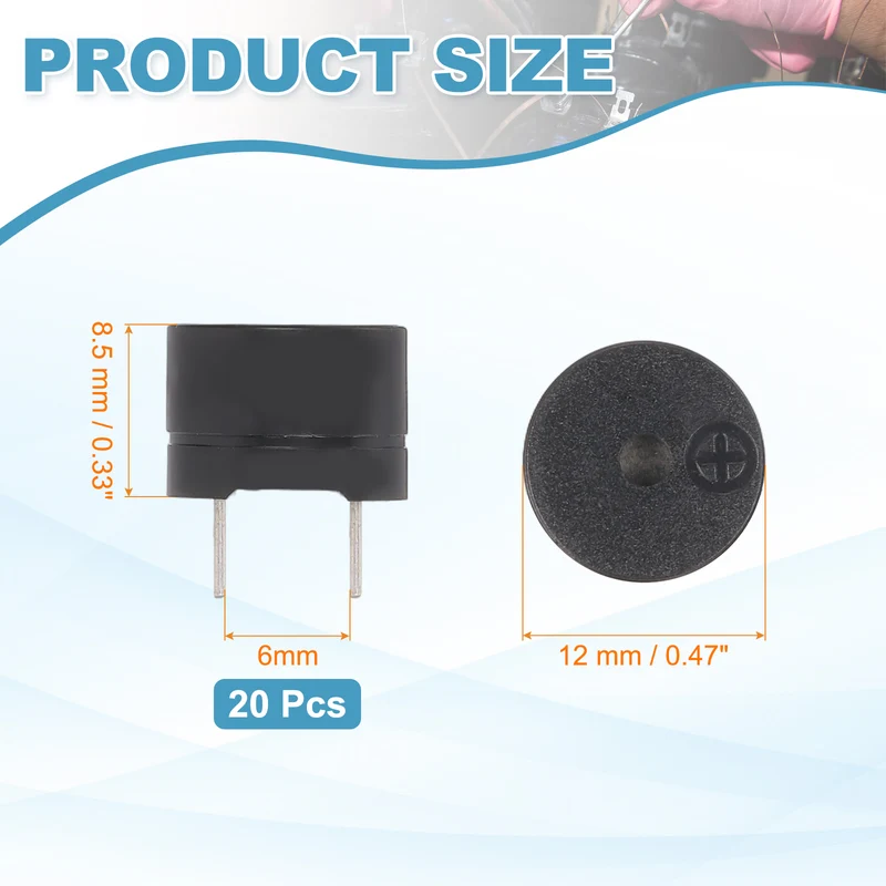 20 Pcs Passive Buzzer DC 1.5-5V Electric Tone Buzzer for Alarm