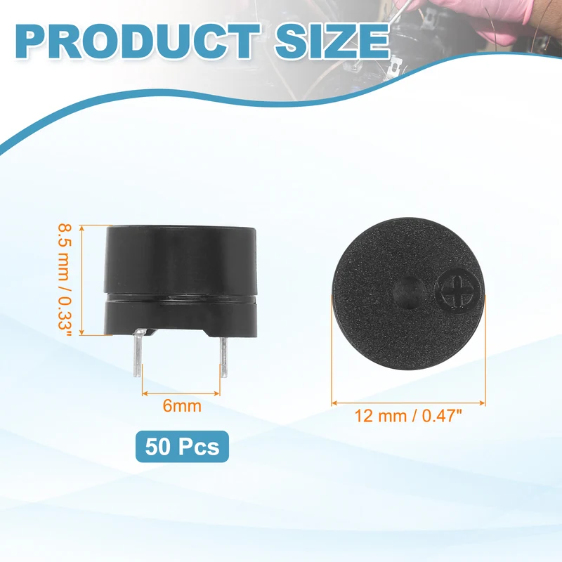 50 Pcs Passive Buzzer DC 1.5-12V Electric Tone Buzzer for Alarm