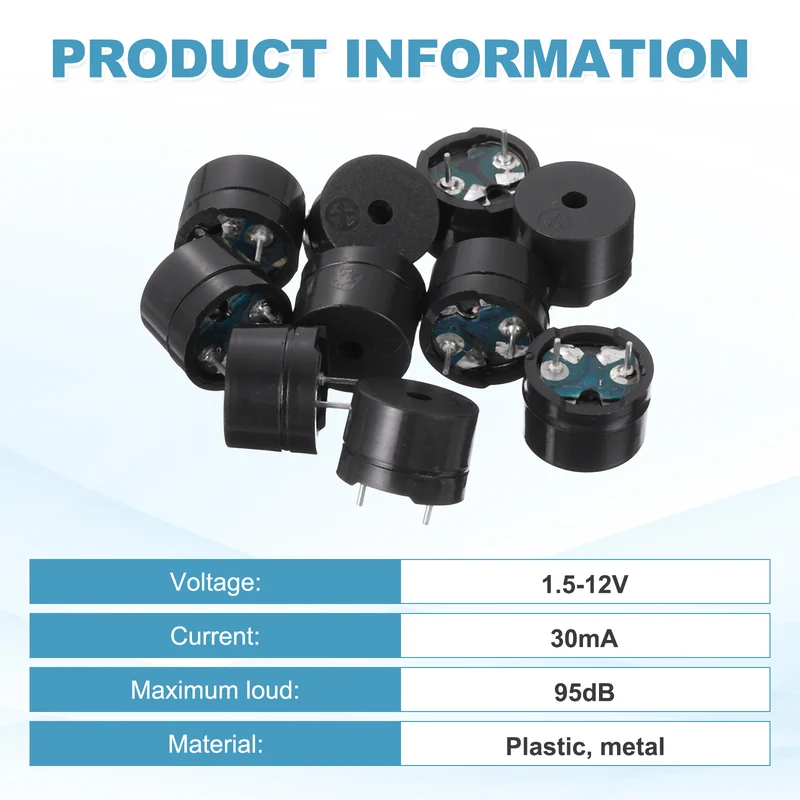 20 Pcs Passive Buzzer DC 1.5-12V Electric Tone Buzzer for Alarm