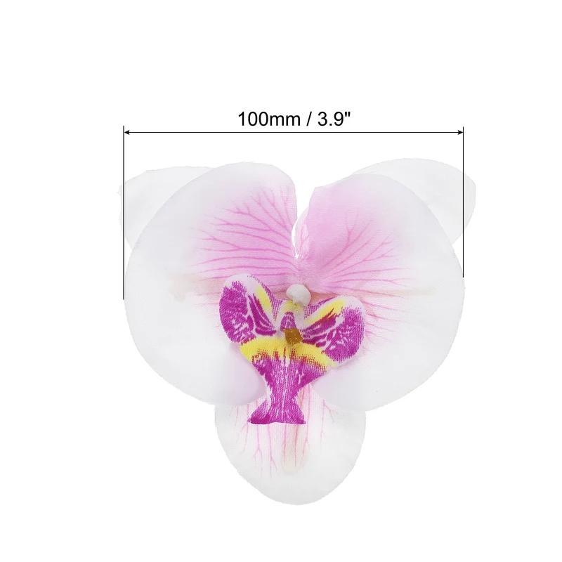 40Pcs 3.9" Artificial Silk Butterfly Orchid Flower Heads for DIY, White Purple