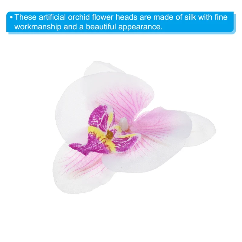 40Pcs 3.9" Artificial Silk Butterfly Orchid Flower Heads for DIY, White Purple