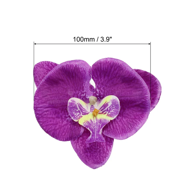 40Pcs 3.9" Artificial Silk Butterfly Orchid Flower Heads for DIY, Dark Purple