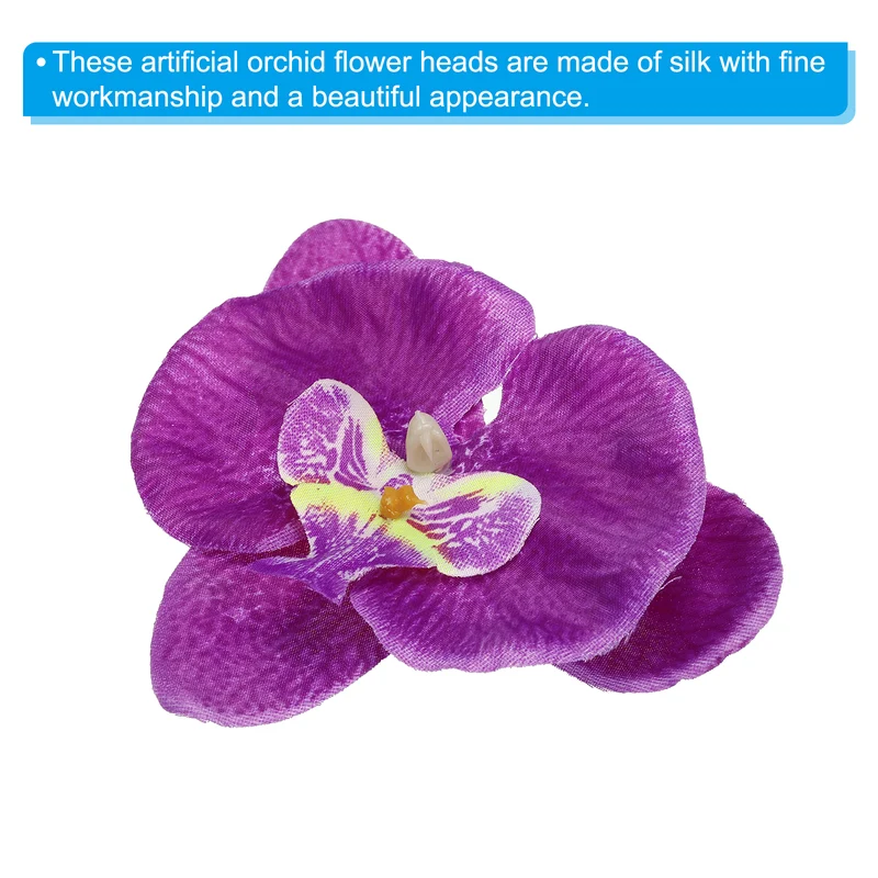 40Pcs 3.9" Artificial Silk Butterfly Orchid Flower Heads for DIY, Dark Purple