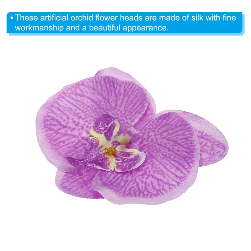 40Pcs 3.9" Artificial Silk Butterfly Orchid Flower Heads for DIY, Light Purple