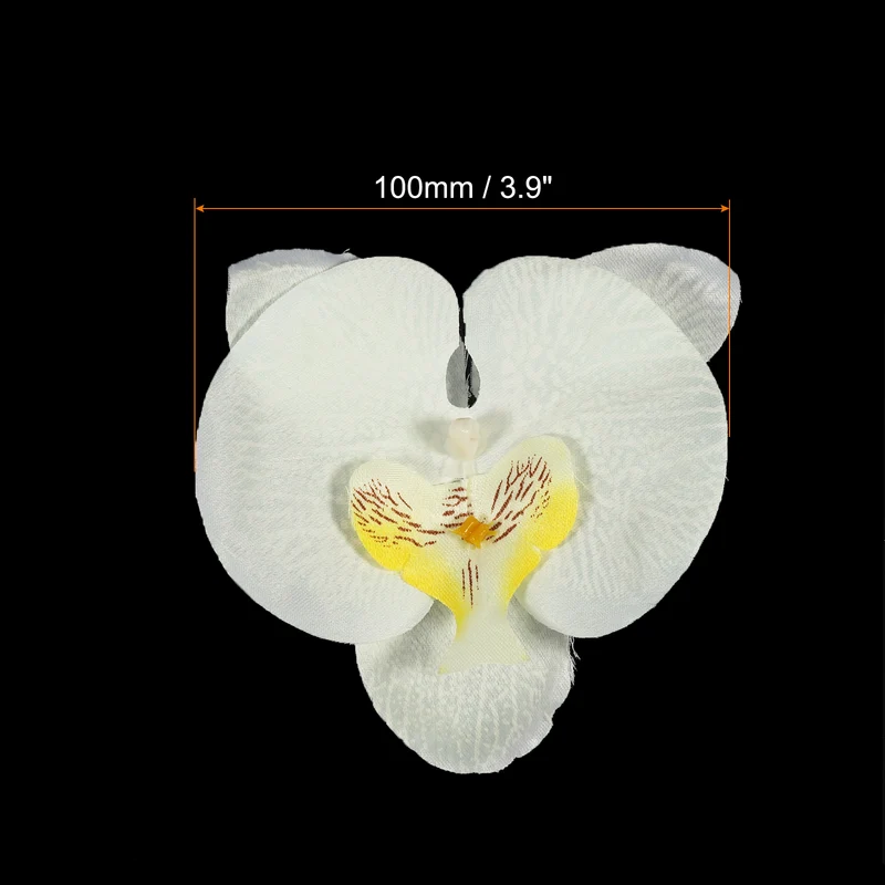40Pcs 3.9" Artificial Silk Butterfly Orchid Flower Heads for DIY, White