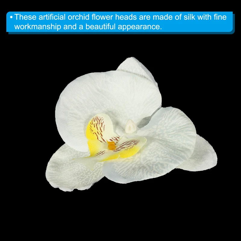 40Pcs 3.9" Artificial Silk Butterfly Orchid Flower Heads for DIY, White