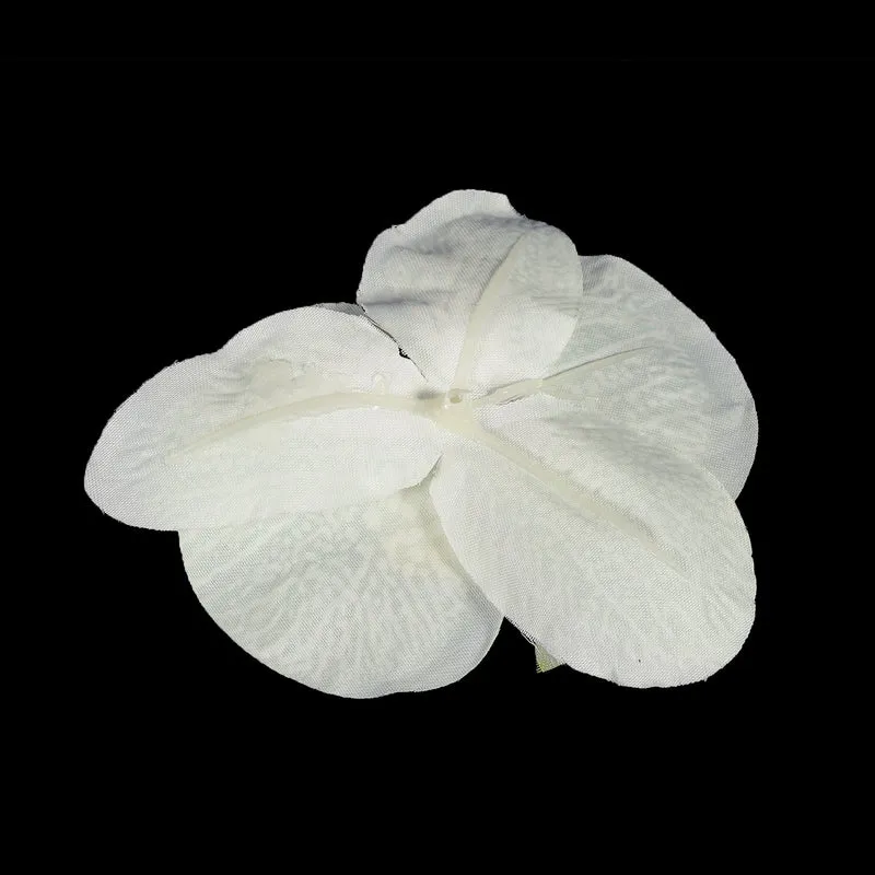 40Pcs 3.9" Artificial Silk Butterfly Orchid Flower Heads for DIY, White