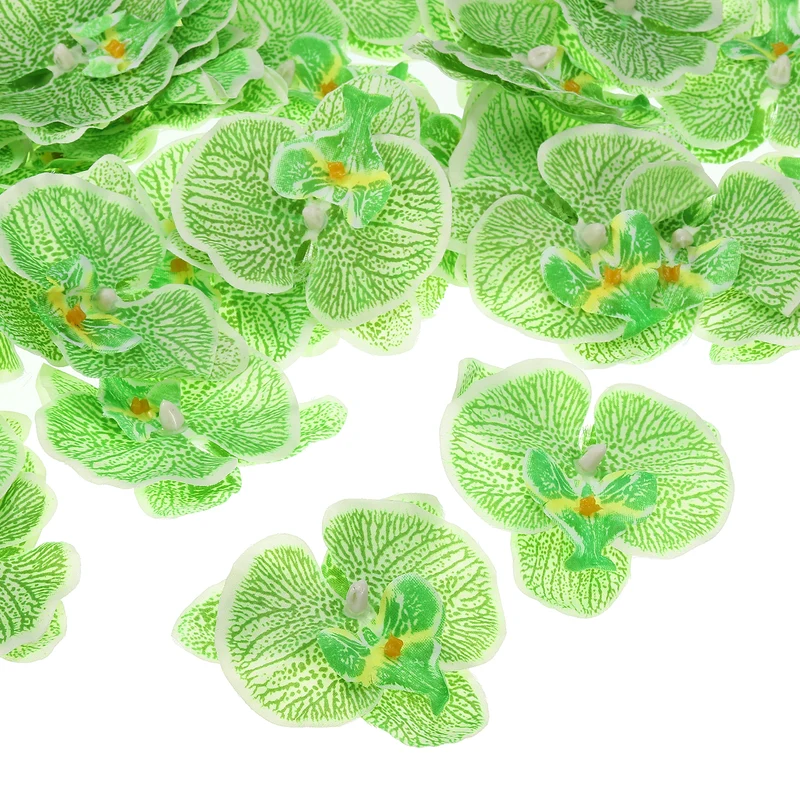 40Pcs 3.5" Artificial Silk Butterfly Orchid Flower Heads for DIY, Green