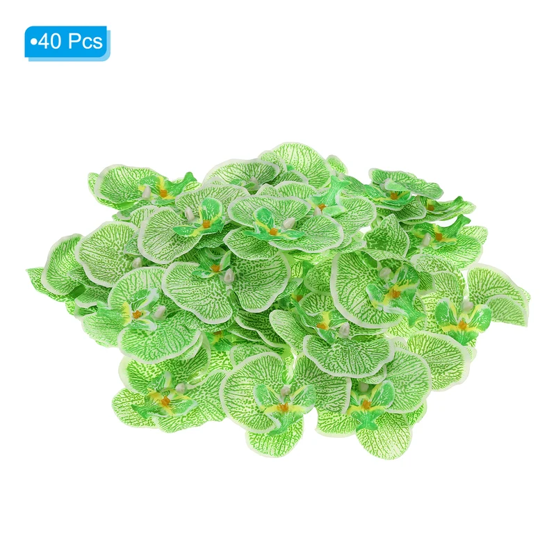 40Pcs 3.5" Artificial Silk Butterfly Orchid Flower Heads for DIY, Green