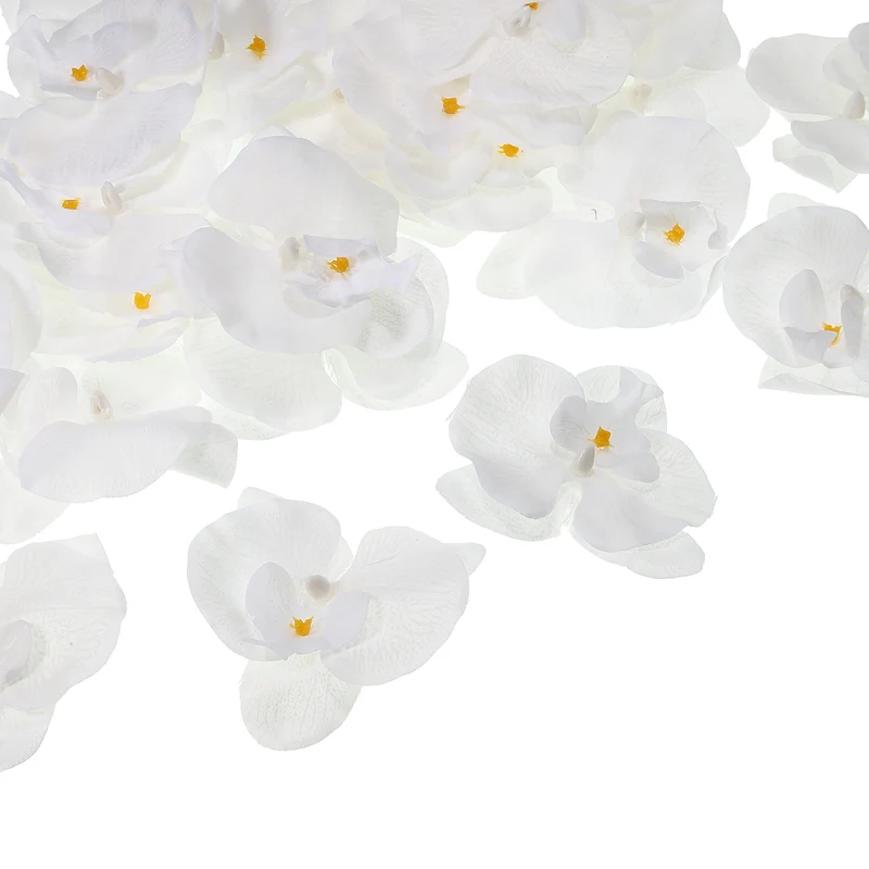 40Pcs 3.5" Artificial Silk Butterfly Orchid Flower Heads for DIY Pure White