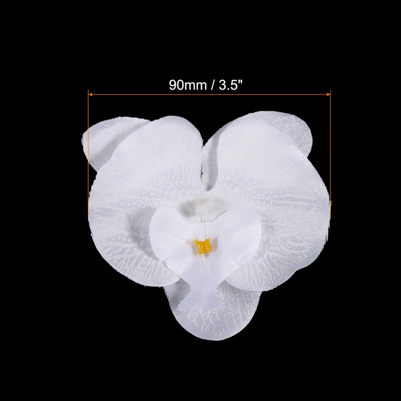 40Pcs 3.5" Artificial Silk Butterfly Orchid Flower Heads for DIY Pure White