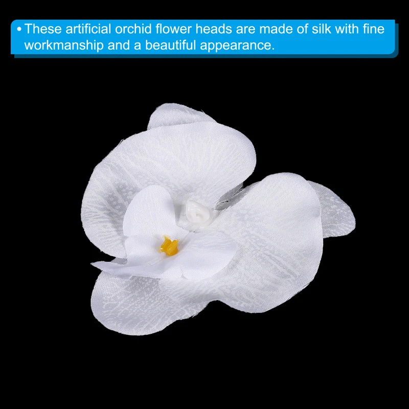 40Pcs 3.5" Artificial Silk Butterfly Orchid Flower Heads for DIY Pure White