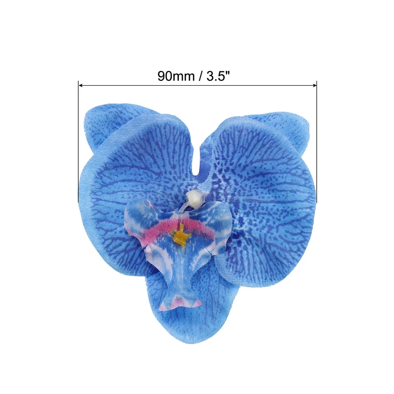 40Pcs 3.5" Artificial Silk Butterfly Orchid Flower Heads for DIY, Blue