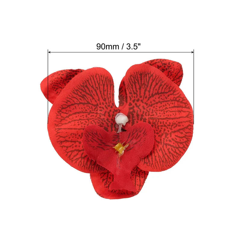 40Pcs 3.5" Artificial Silk Butterfly Orchid Flower Heads for DIY, Red