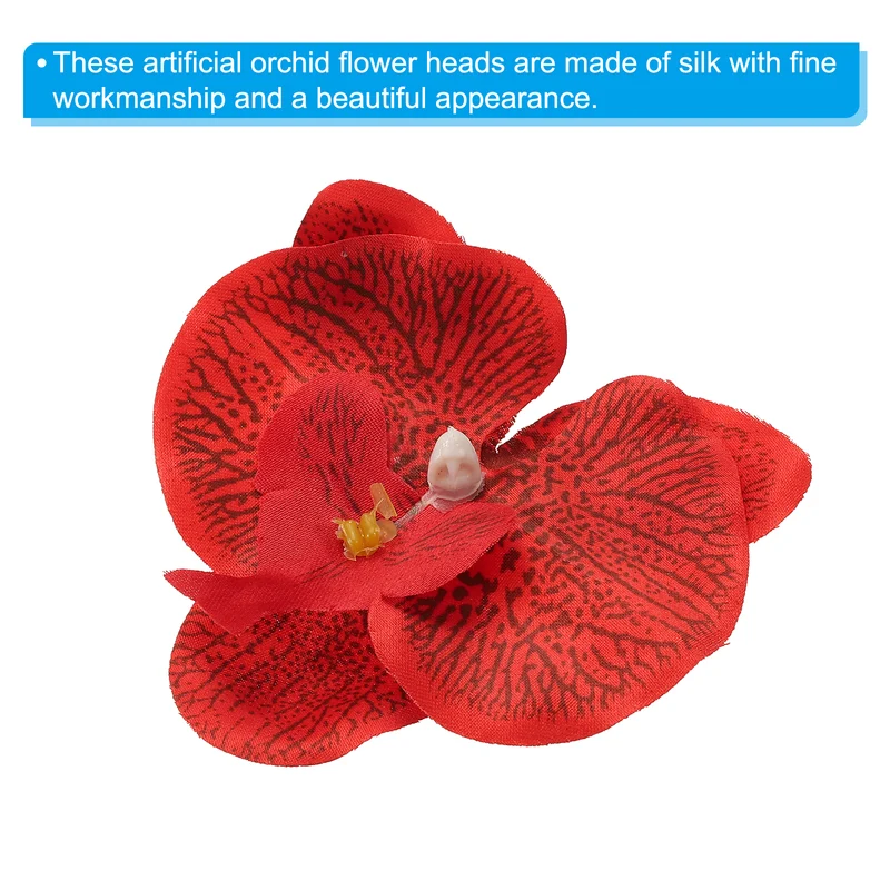 40Pcs 3.5" Artificial Silk Butterfly Orchid Flower Heads for DIY, Red