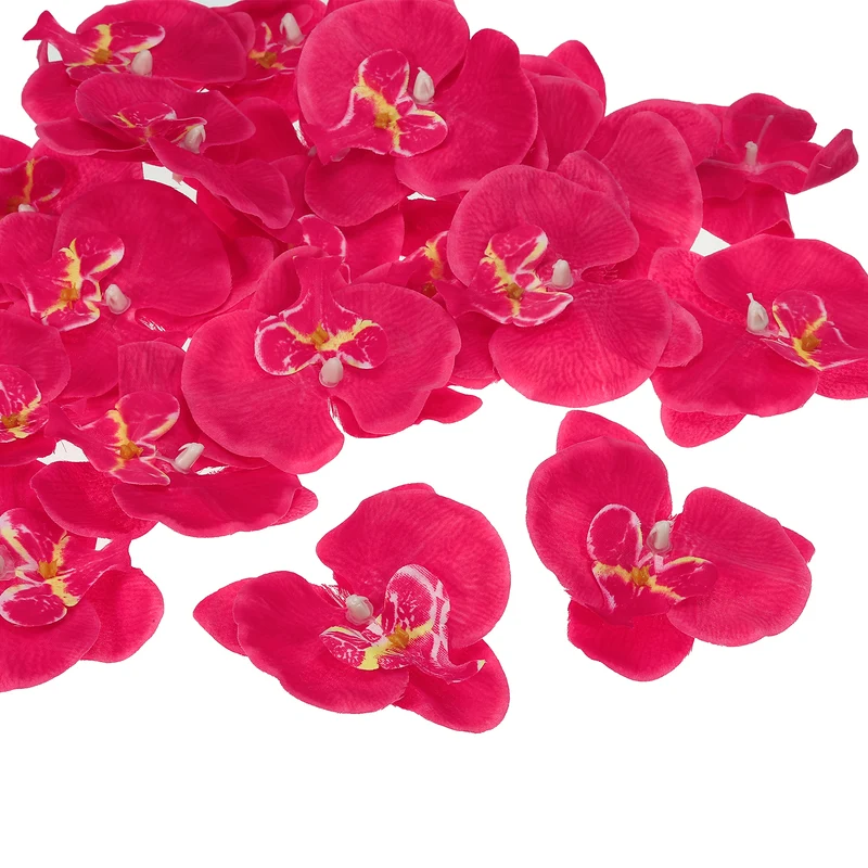 40Pcs 3.5" Artificial Silk Butterfly Orchid Flower Heads for DIY, Fuchsia