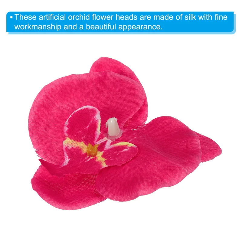 40Pcs 3.5" Artificial Silk Butterfly Orchid Flower Heads for DIY, Fuchsia