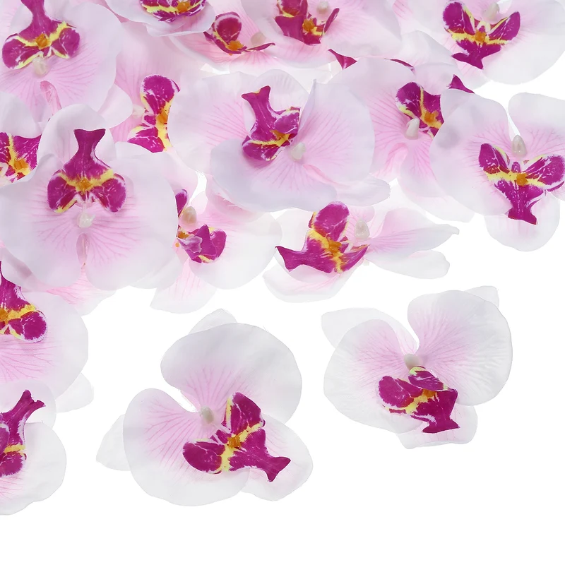 40Pcs 3.5" Artificial Silk Butterfly Orchid Flower Heads for DIY White Purple